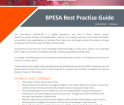 COVID-19: BPESA BEST PRACTICE GUIDE 20 MARCH 2020
